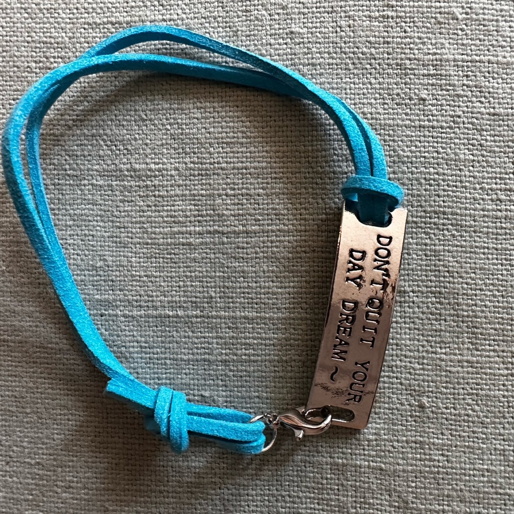 Silver & Turquoise Suede Bracelet